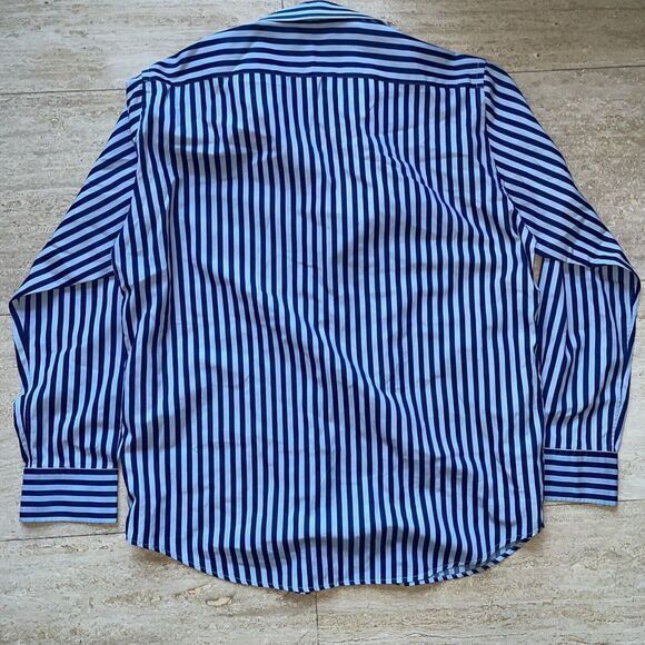 ROBERT GRAHAM Shirt Blue Striped Paisley Flip Cuffs L/XL 17 - Picture 6 of 6